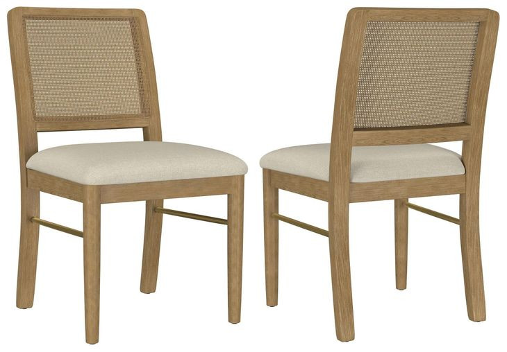 Arini Sand Wash Rattan Cane Dining Side Chair Set of 2