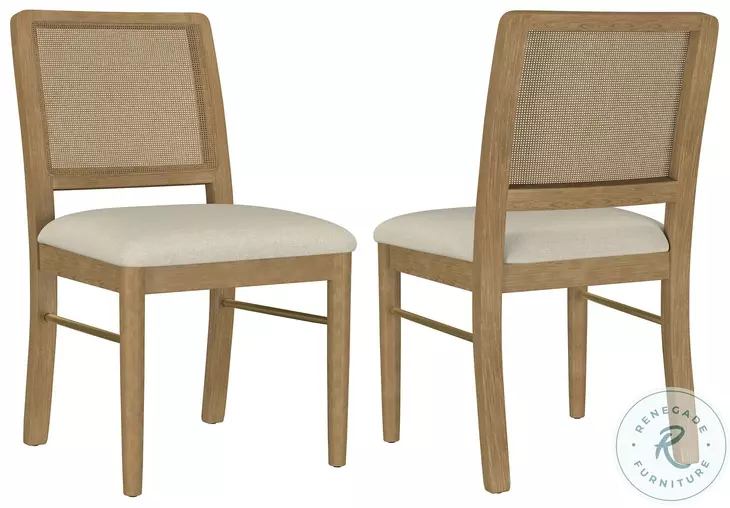 Arini Sand Wash Rattan Cane Dining Side Chair Set of 2