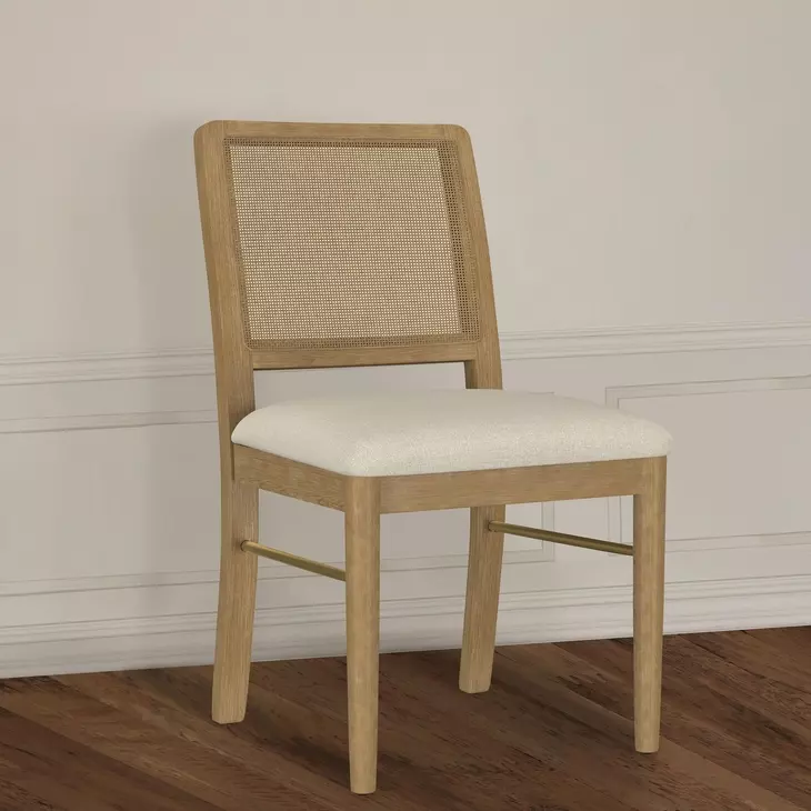 Arini Sand Wash Rattan Cane Dining Side Chair Set of 2