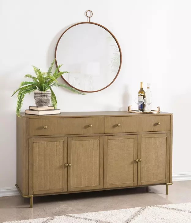 Arini Sand Wash 2 Drawer Cane Door Sideboard Server