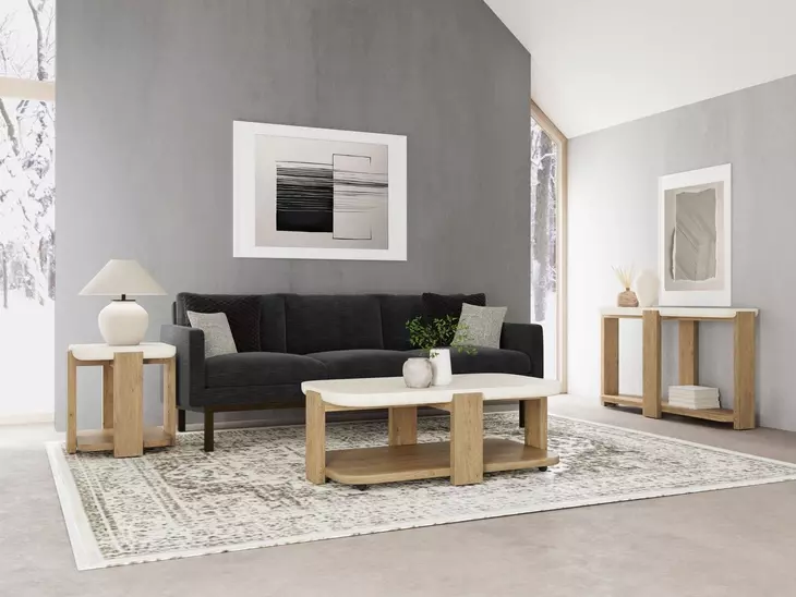 Sanibel Pale Oak and White Rectangular End Table