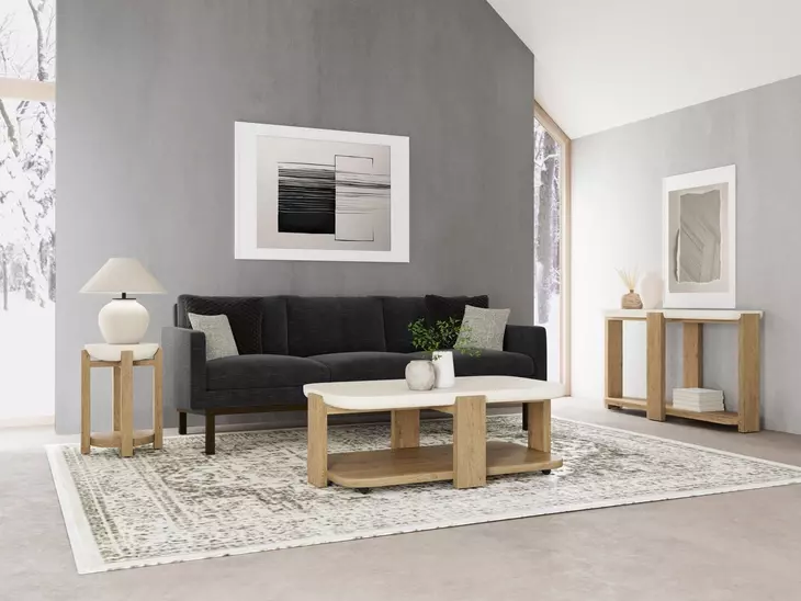 Sanibel Pale Oak and White Rectangular Cocktail Table