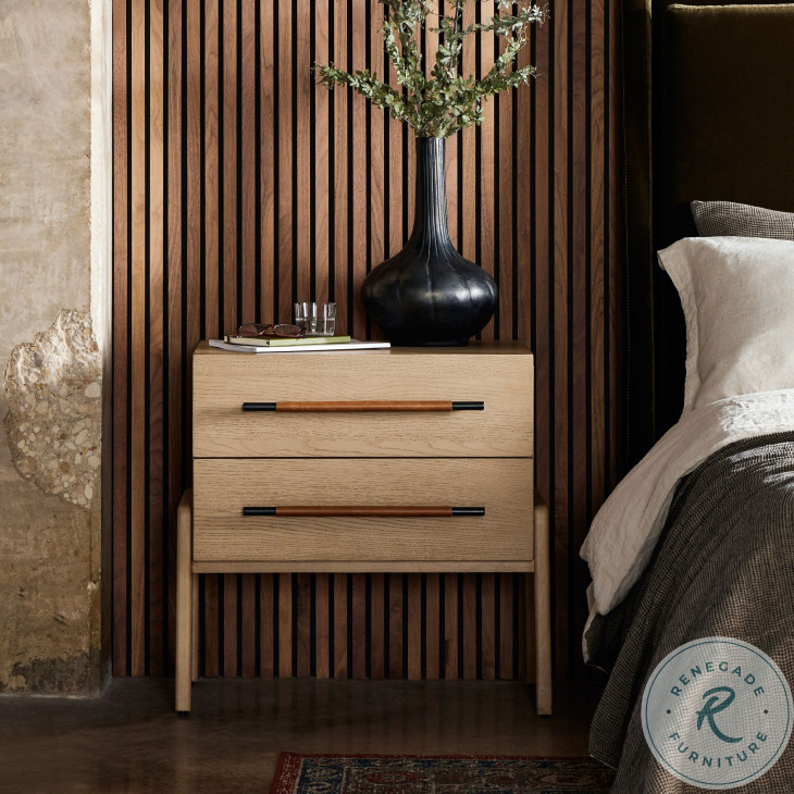 Rosedale Yucca Oak Veneer 2 Drawer Nightstand from Four Hands Coleman