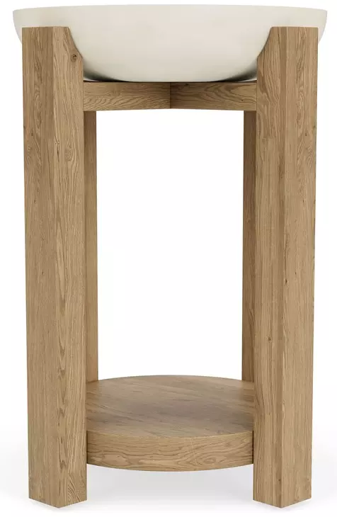 Sanibel Pale Oak and White Round Chairside Table