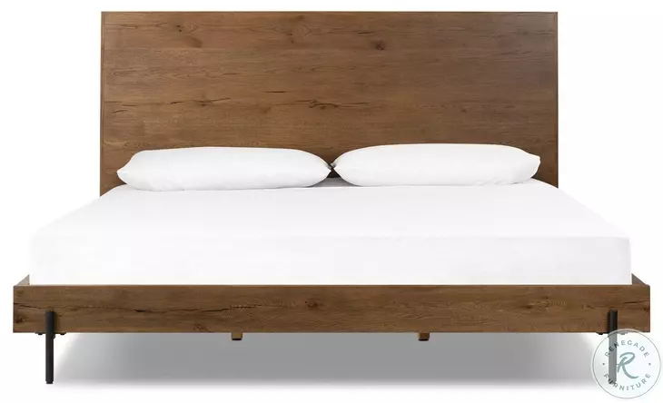 Eaton Amber Oak Resin King Upholstered Bed