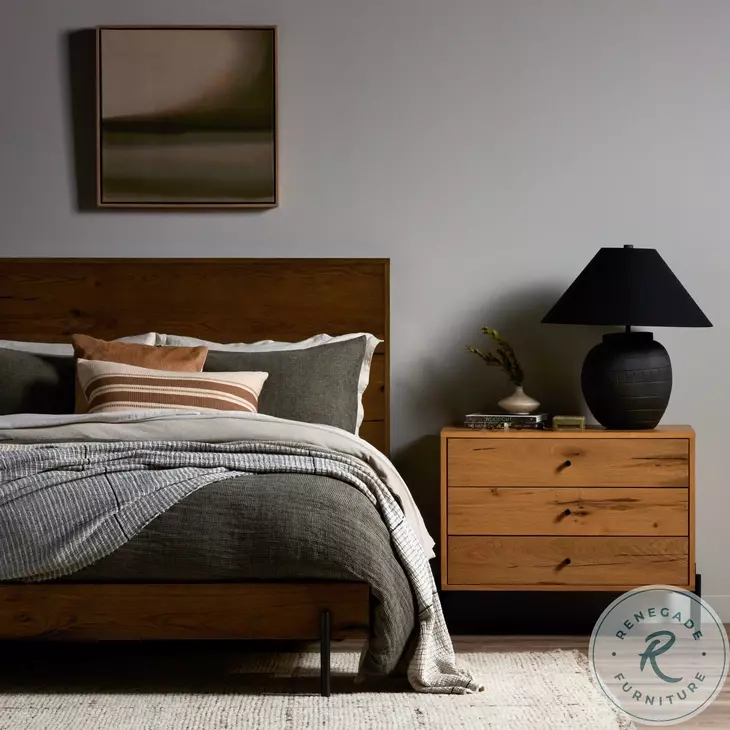 Eaton Amber Oak Resin Upholstered Bedroom Set