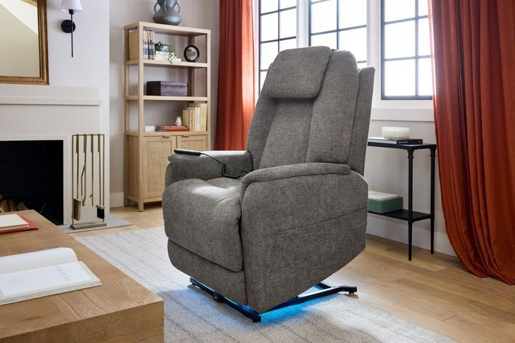 Zecliner Model 3+ Umber Gray Performance Fabric Zero Gravity Power Lift Sleep Recliner with USB Charging and LED