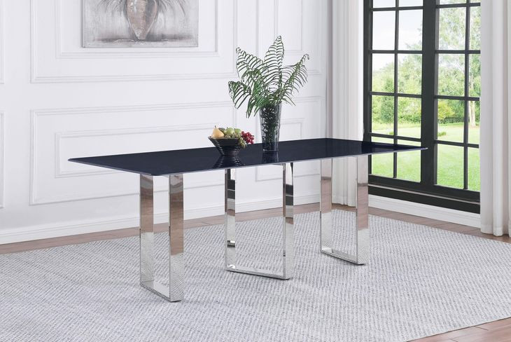 Desden Gray Marble And Stainless Steel 79" Rectangular Dining Table