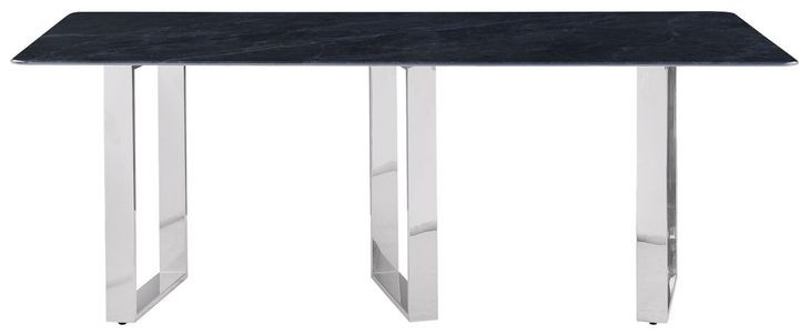 Desden Gray Marble And Stainless Steel 79" Rectangular Dining Table