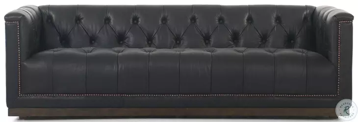 Maxx Heirloom Black Leather 86" Sofa