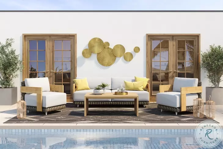 Potenza Palazzo Cream Performance Fabric Outdoor Arm Chair