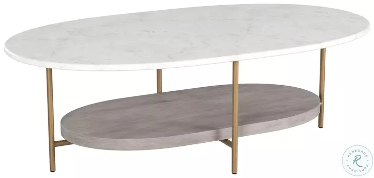 Solenne White And Antique Brass Coffee Table