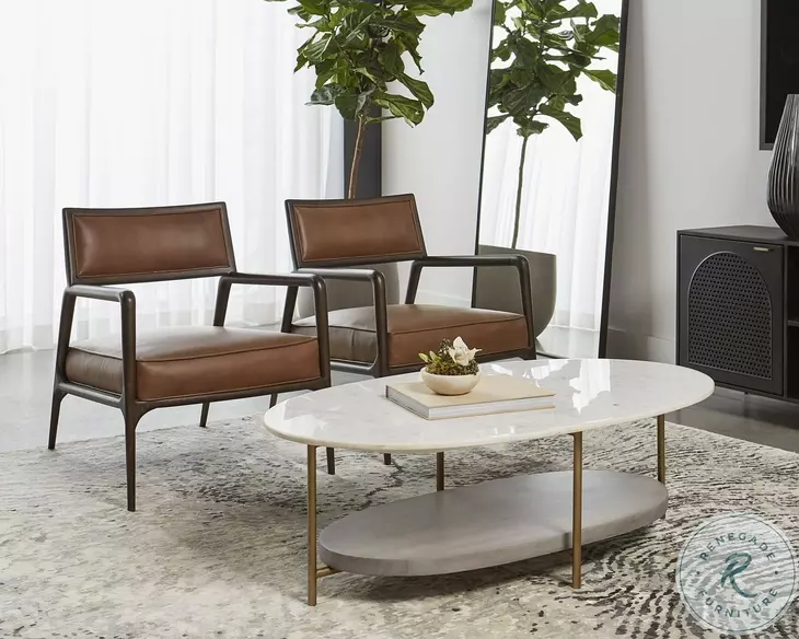 Solenne White And Antique Brass Coffee Table