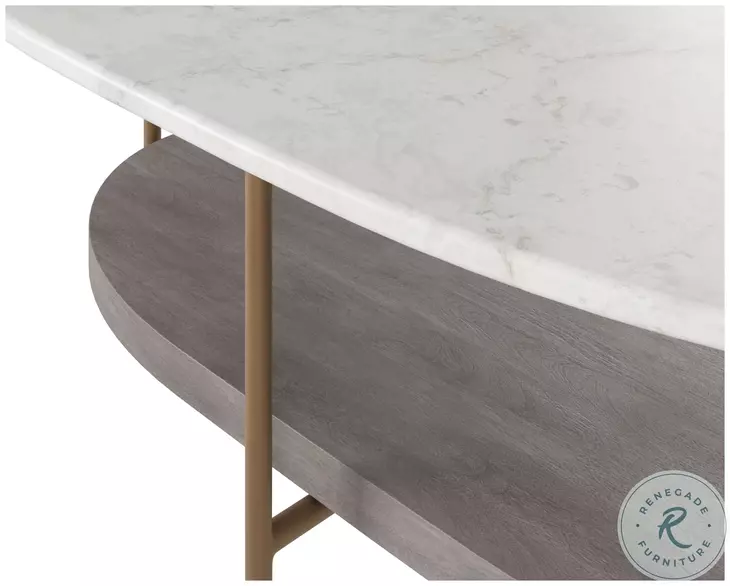Solenne White And Antique Brass Coffee Table