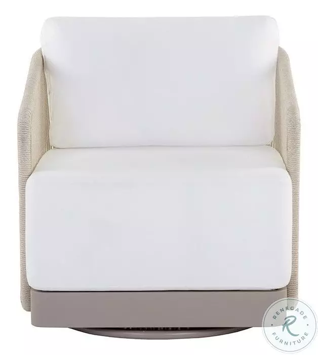 Allariz Stinson White Performance Fabric Outdoor Swivel Arm Chair