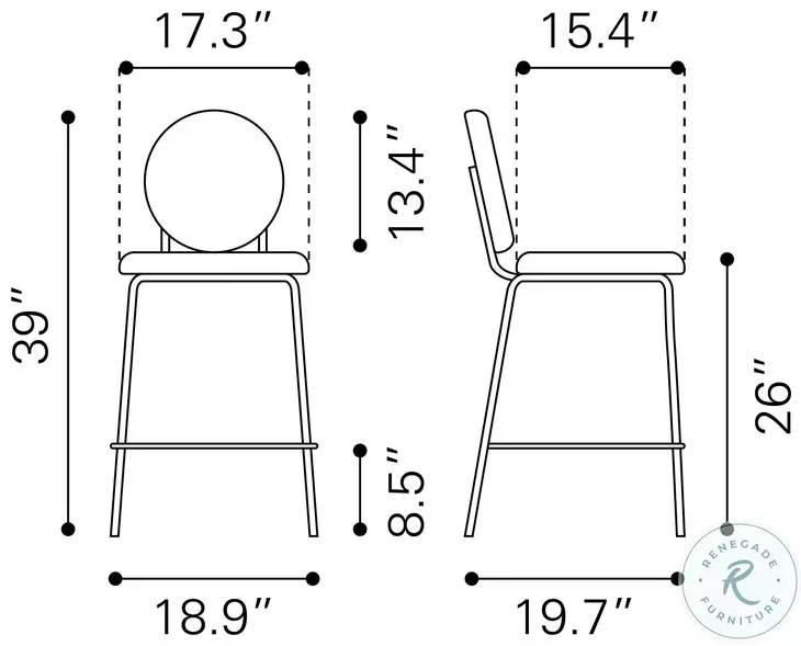 Odessa Green And Gold Counter Height Stool Set of 2