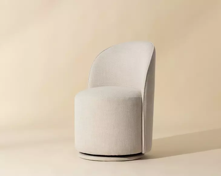 Opaline Effie Linen Upholstered Swivel Dining Chair