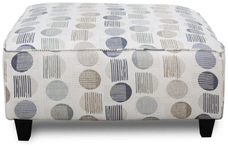 Amos Pebble Gray and White Square Ottoman