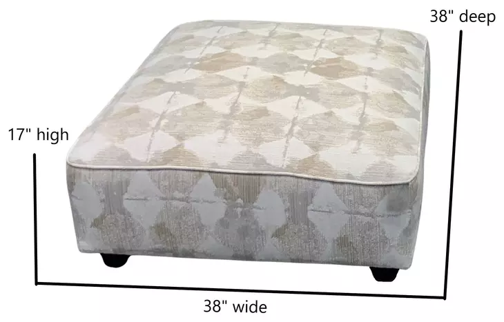 Kittery Dove Beige and Off White Upholstered Square Cocktail Ottoman