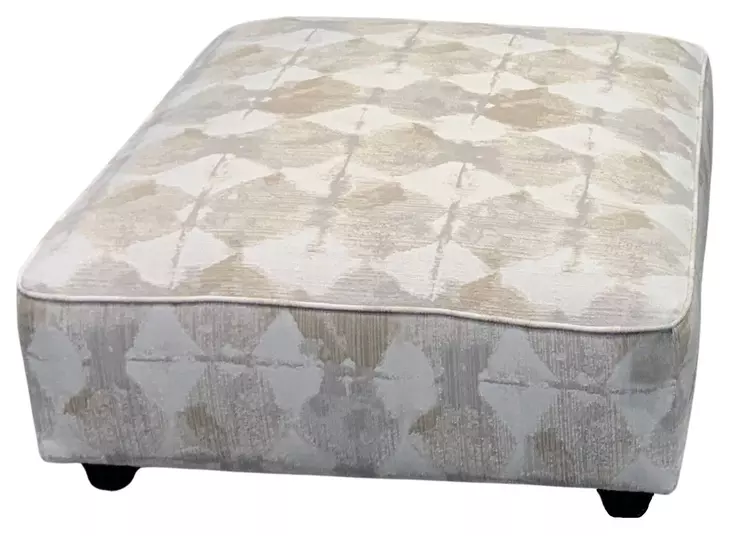 Kittery Dove Beige and Off White Upholstered Square Cocktail Ottoman