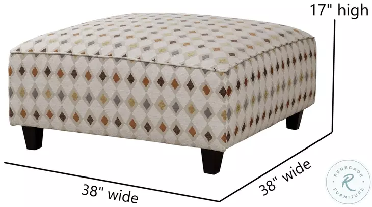 Wowza Sand Mara Beige and Brown Upholstered Square Cocktail Ottoman