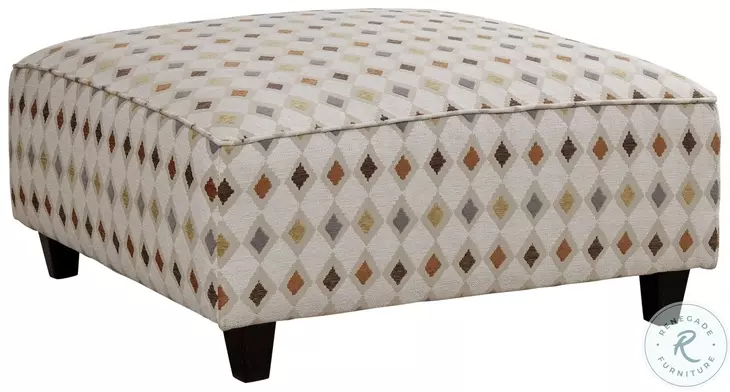 Wowza Sand Mara Beige and Brown Upholstered Square Cocktail Ottoman