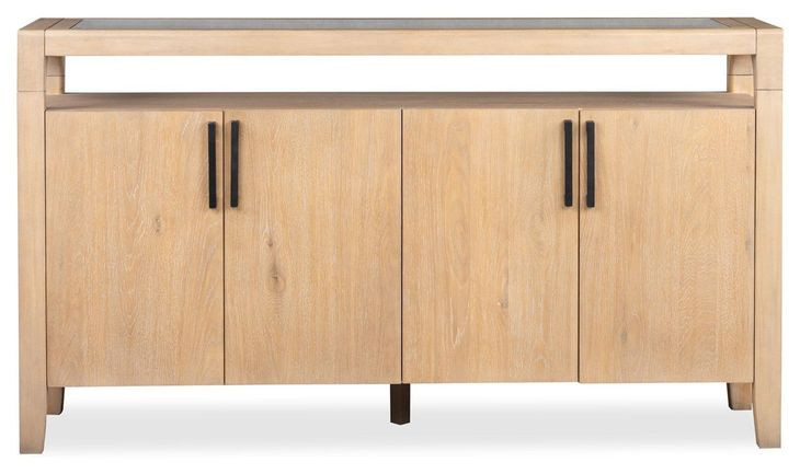 Somerset Butternut 4 Door Glass Top Sideboard