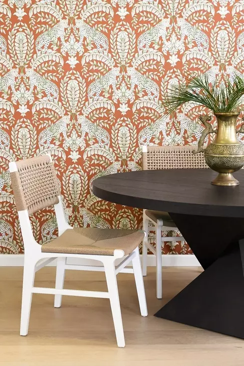Monroe Matte White Lacquer Rattan Wrapped Dining Chair