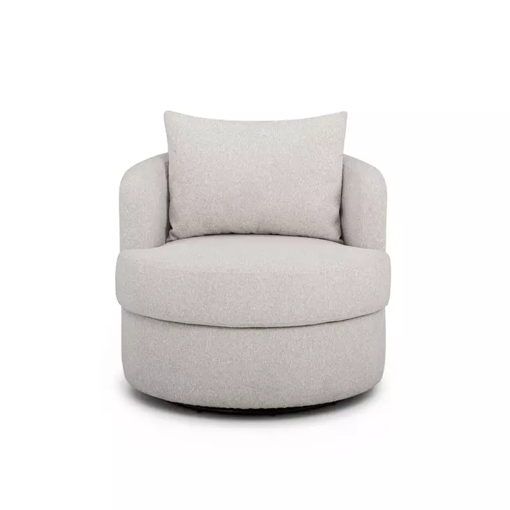 Silvi Off White Upholstered Swivel Accent Chair
