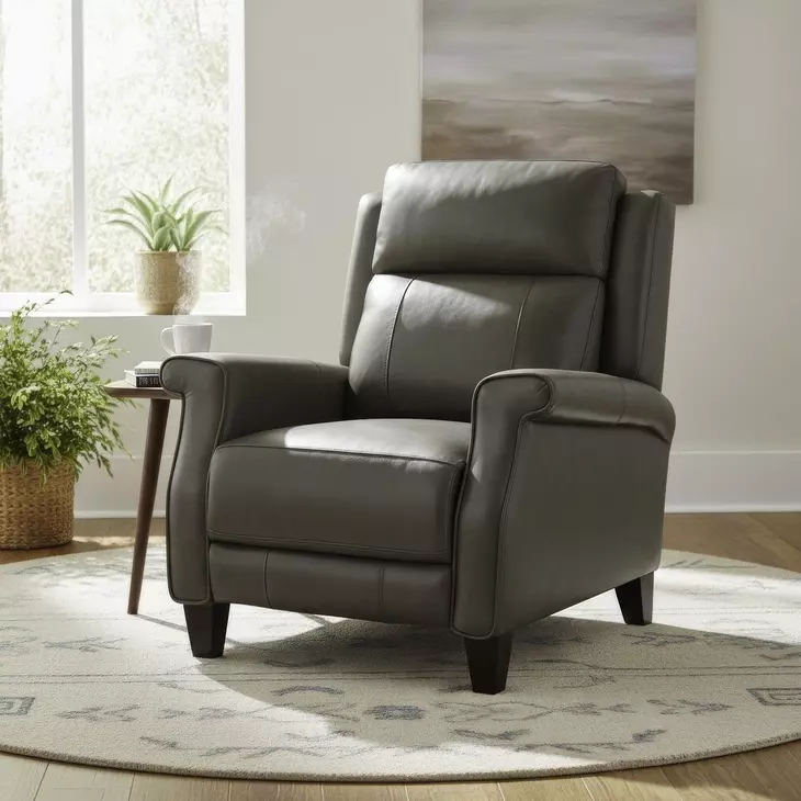 Briarwood York Mushroom Leather Pushback Recliner From Briar