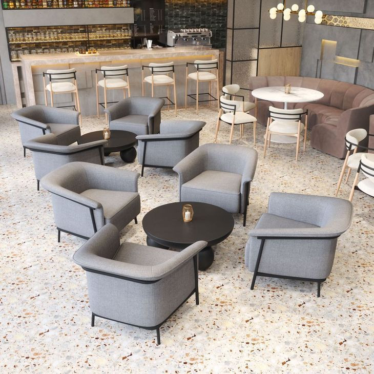 Equinox Oyster Gray Upholstered Bar Stool