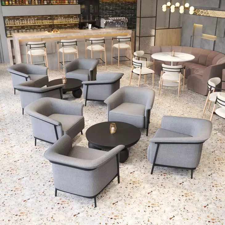Equinox Oyster Gray Upholstered Bar Stool