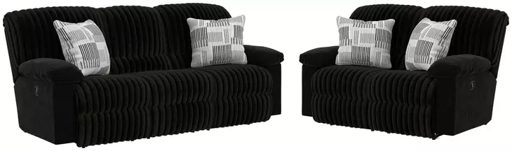 Comet Black Lay Flat Reclining Living Room Set