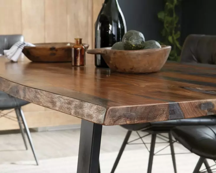 Ditman Grey Sheesham and Black Dining Table