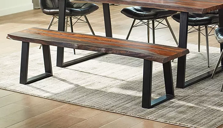 Ditman Grey Sheesham and Black Dining Bench