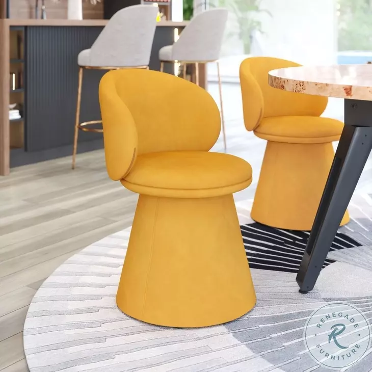 Oblic Orange Swivel Dining Chair
