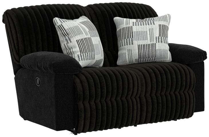 Comet Black 60" Lay Flat Reclining Loveseat