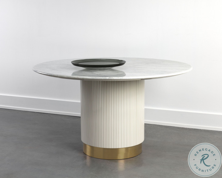 Paloma White And Cream Round Dining Table