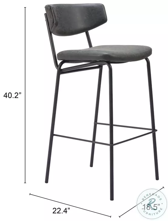ZUO Charon Bar Stool - Thumbnail 3