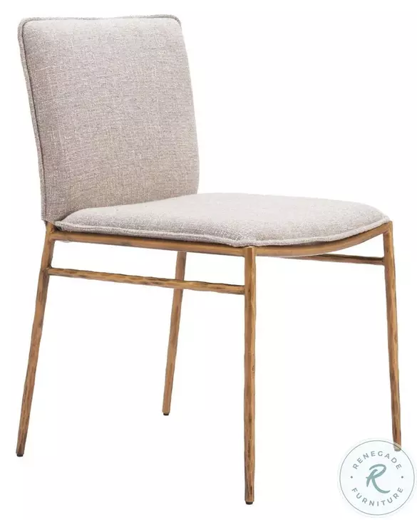 Nordvest Beige And Gold Dining Chair