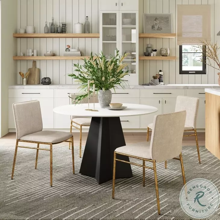 Nordvest Beige And Gold Dining Chair