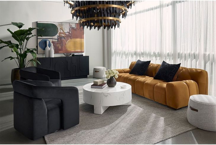 Mitchell Merino Cotton Performance Fabric Round Ottoman