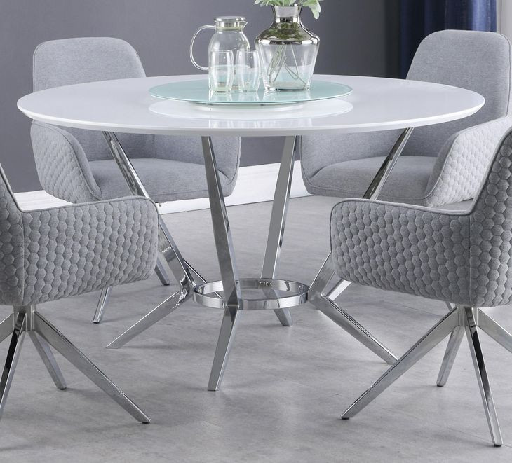 Abby White And Chrome Dining Table