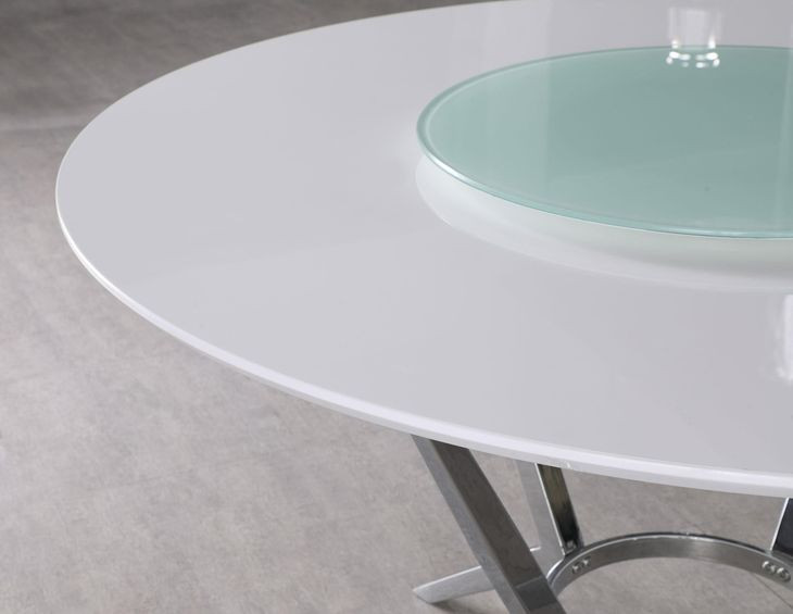 Abby White And Chrome Dining Table