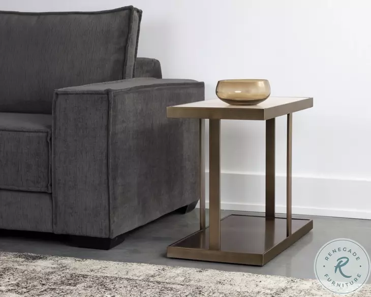 Zafira Matte And Antique Gold End Table