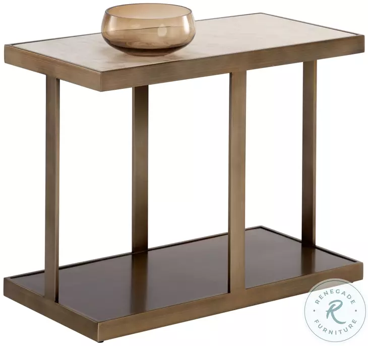 Zafira Matte And Antique Gold End Table
