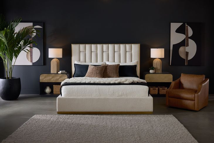 Algarve Matte Black And Gold Nightstand