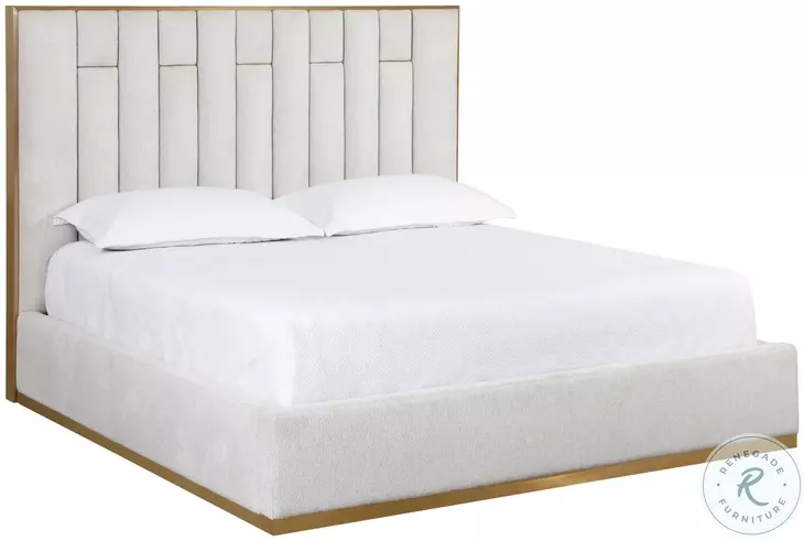 Hiro Rhea Light Barley King Upholstered Panel Bed