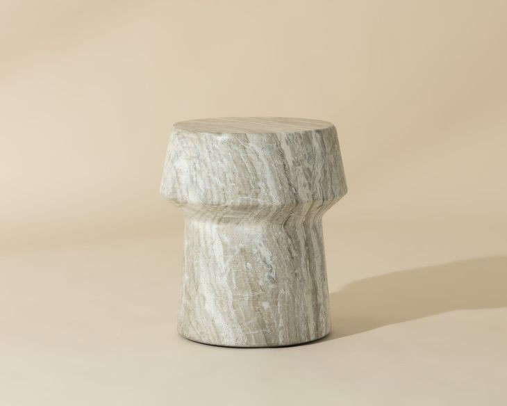 Brie Sand Marble Look End Table