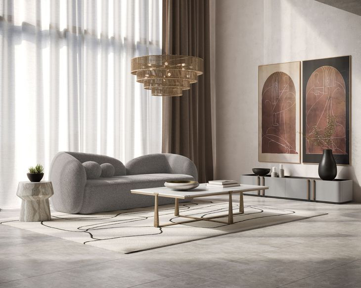 Brie Sand Marble Look End Table